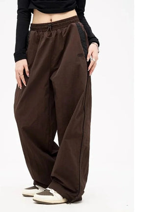 Retro Solid Drawstring Trousers