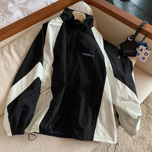 Vintage Retro Sport Track Jacket in sleek Black.