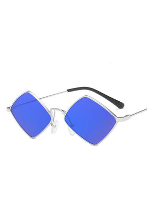 Vintage-inspired Retro square little sunglasses in SilverBlue.