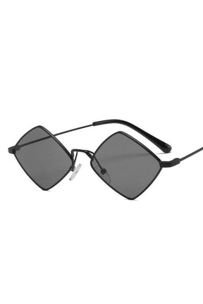 Retro square little sunglasses in BlackGray. Classic style.