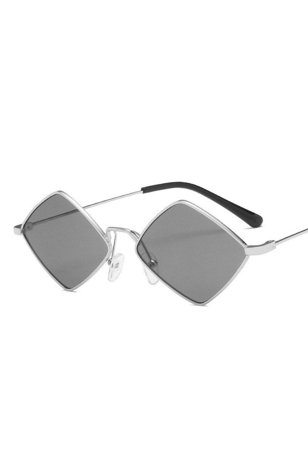 Stylish Retro square little sunglasses in SilverGray.