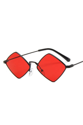 Retro square little sunglasses in BlackRed, stylish.