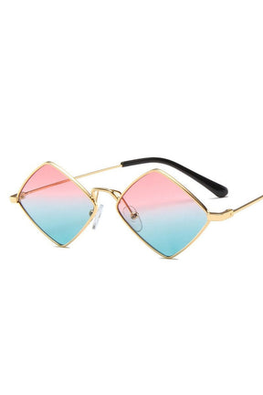 Retro square little sunglasses in PinkBlue, chic.