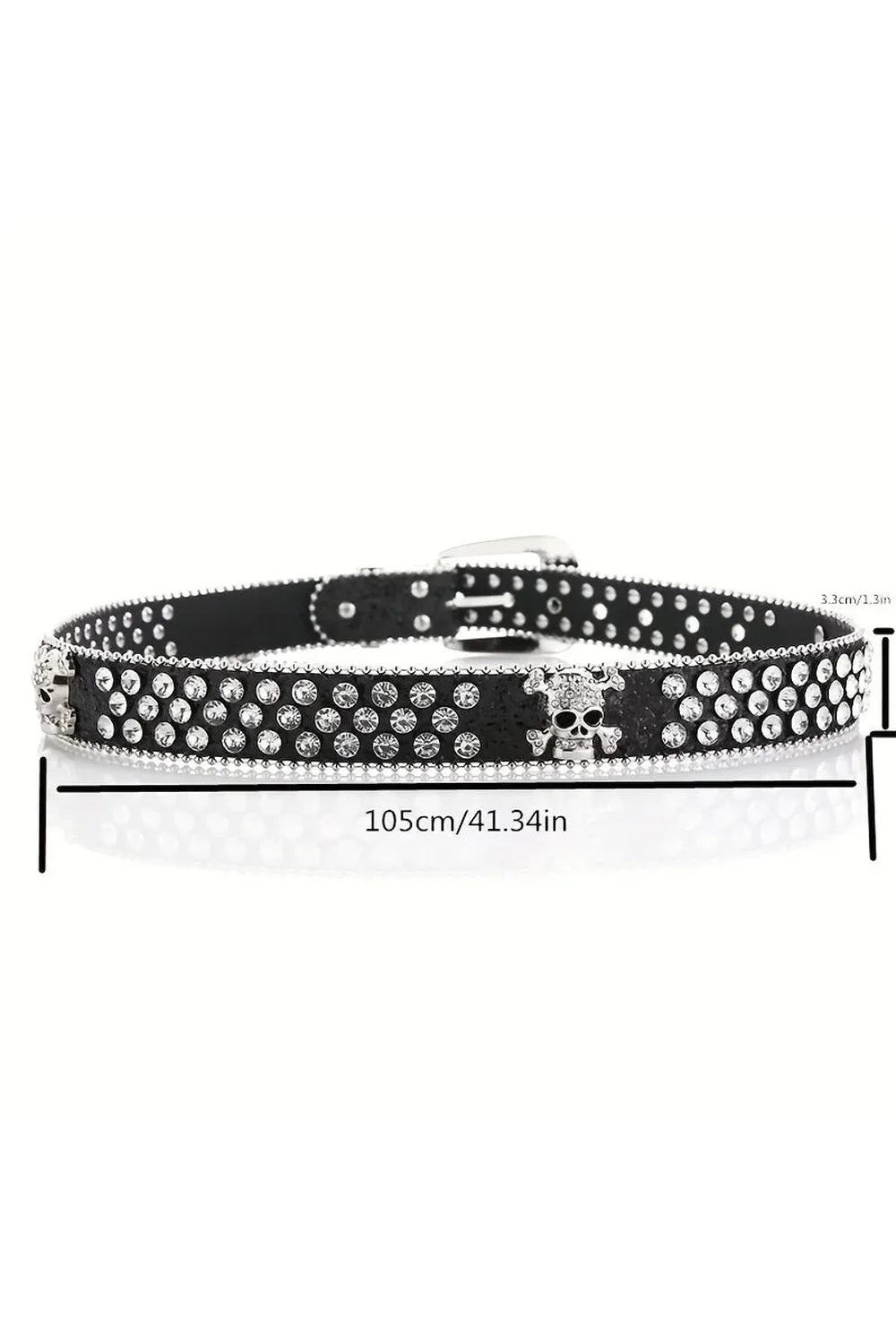 Stylish Fall Rhinestone Skull Rivet Jeans Belt in Black.