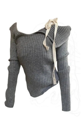 Acubi Ribboned Charcoal Glamour Pullover