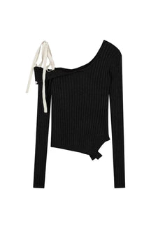 Acubi Ribboned Charcoal Glamour Pullover