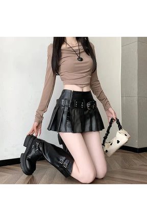 Riveted Pleather Mini Skirt