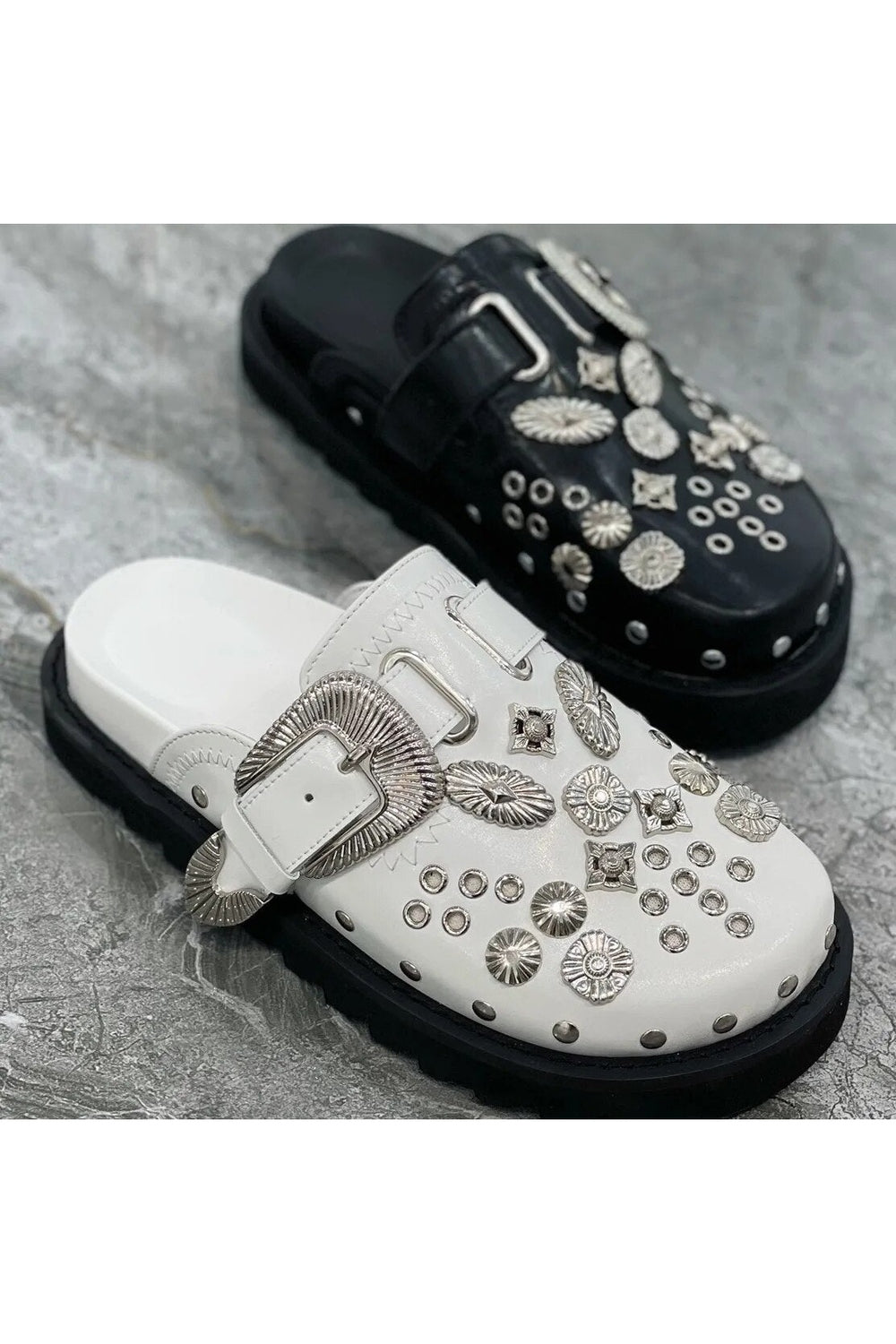 Rivets Platform Slippers