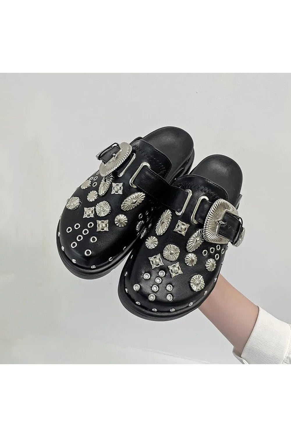 Rivets Platform Slippers