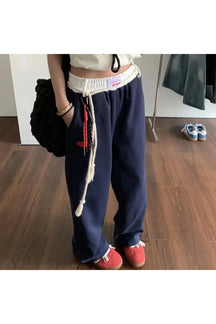 Cozy Rope-Tie Sweatpants in LOVE 2 variant.