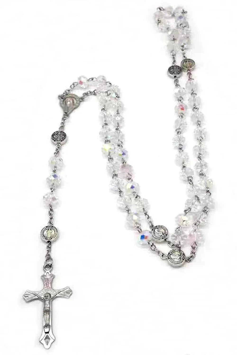 Rose Quartz Prayer Beads Necklace in color.