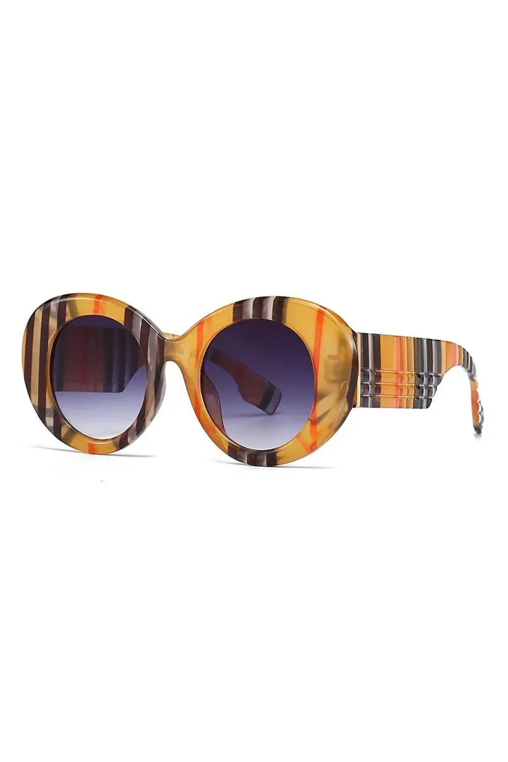 Round Vintage Stripe Sunglasses