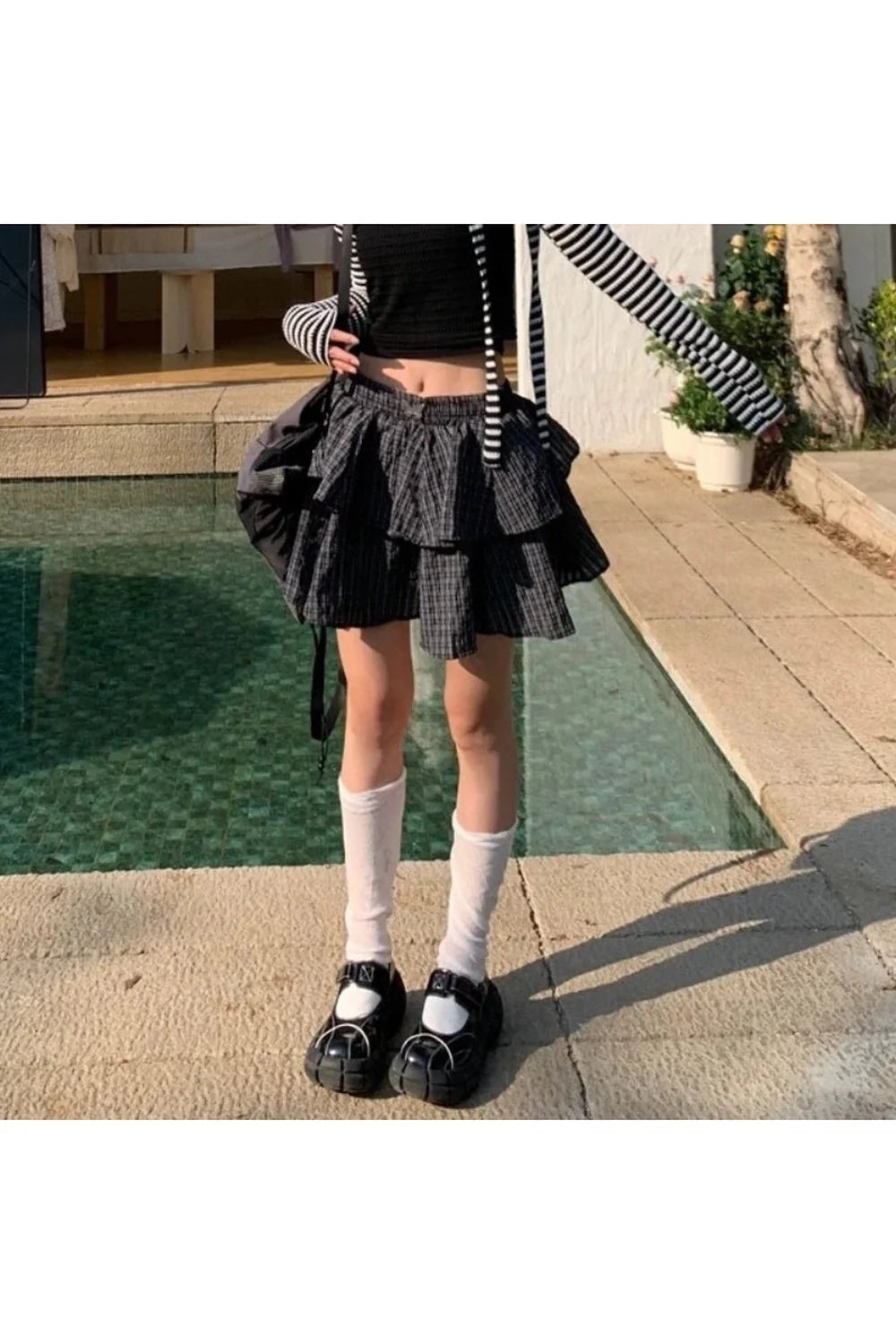 Ruffle Plaid Mini Skirt