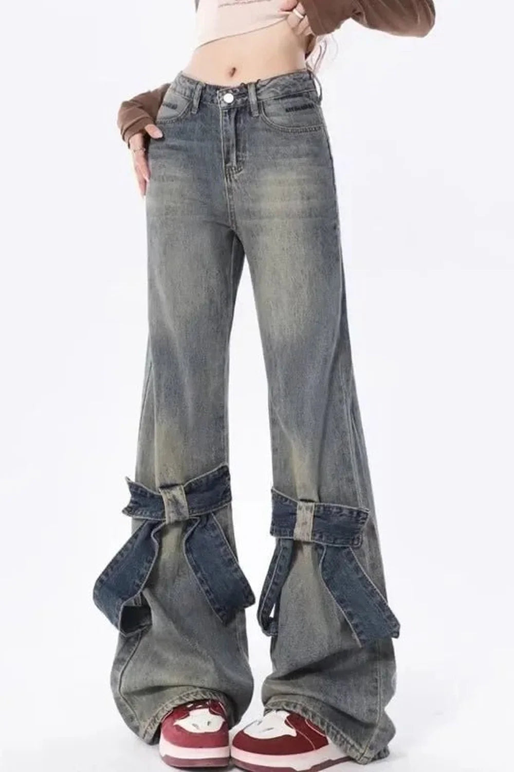 Ruffle Rider Denim Flares Pants