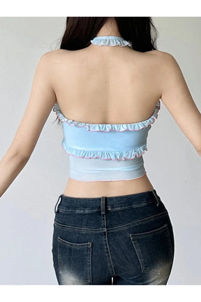 Ruffled Halter Crop Top