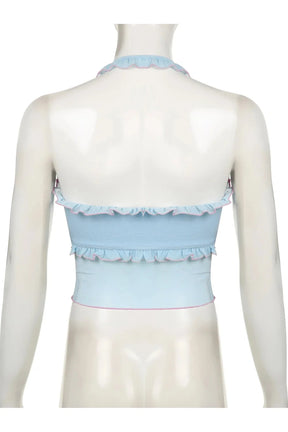 Ruffled Halter Crop Top