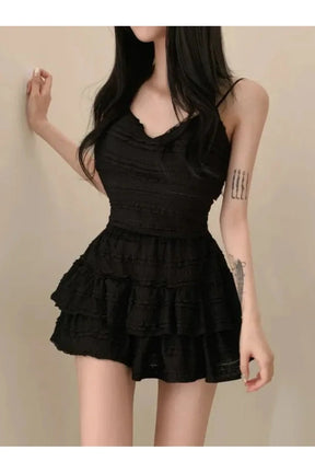 Ruffled Strappy Mini Dress