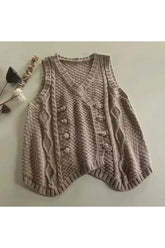 Rustic Cable Knit Button Vest