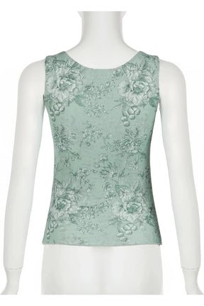 Sage Green Floral V-Neck Top