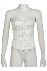 White Satin Lace-Up Bustier - Elegant and alluring.