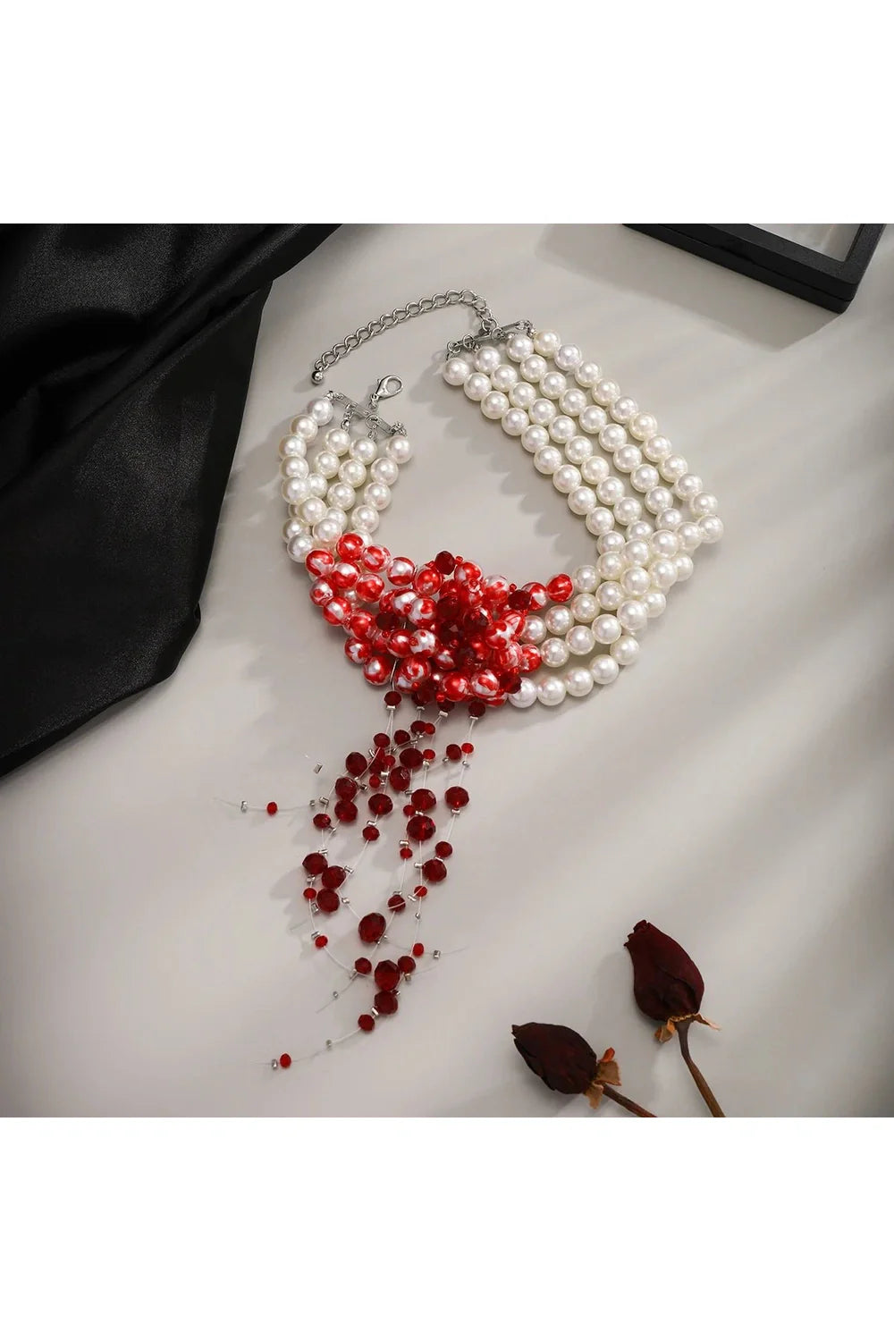 Scarlet Pearl Choker Necklace