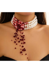 Scarlet Pearl Choker Necklace