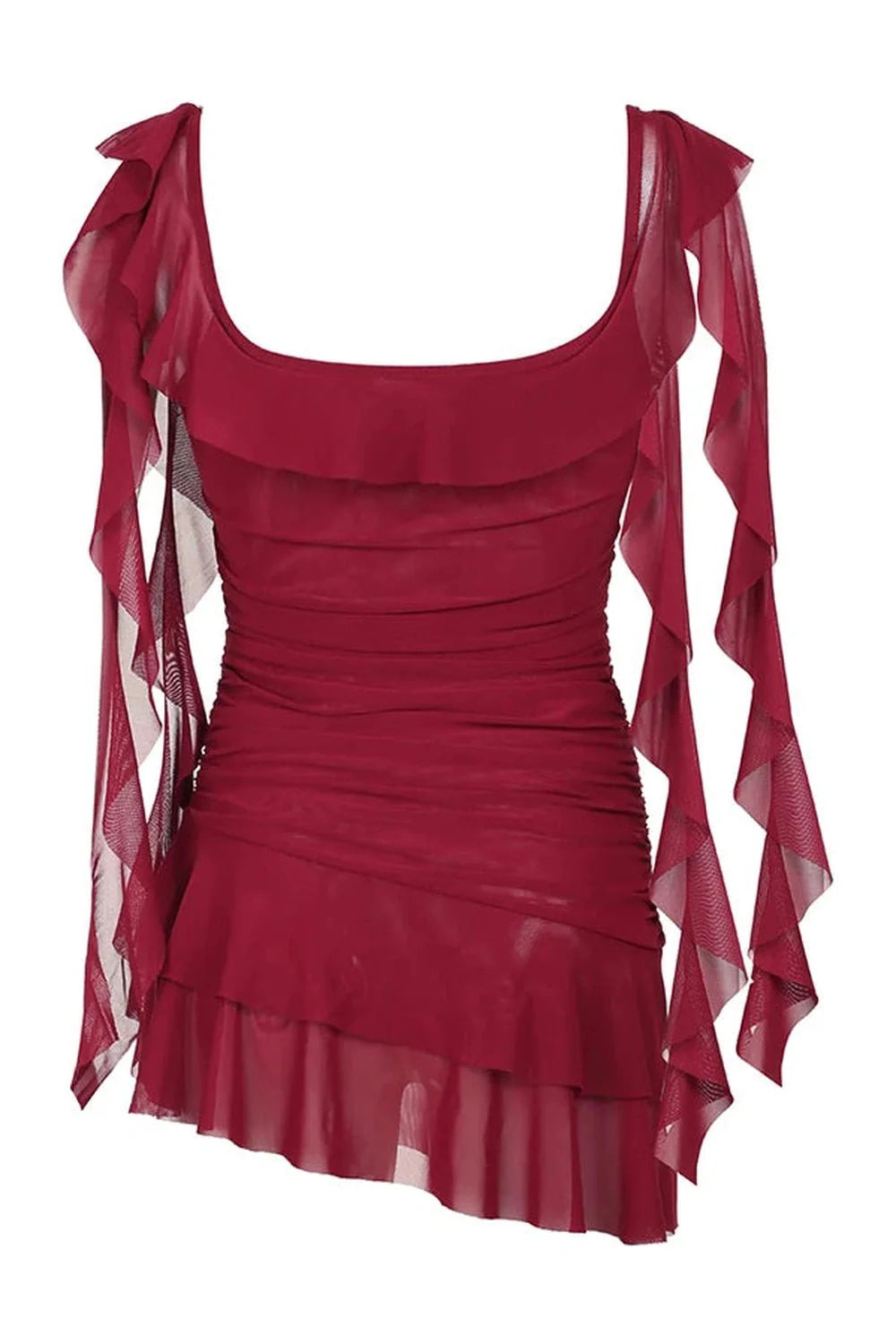 Red Scarlet Ruffle Gothic Dress with elegant design.