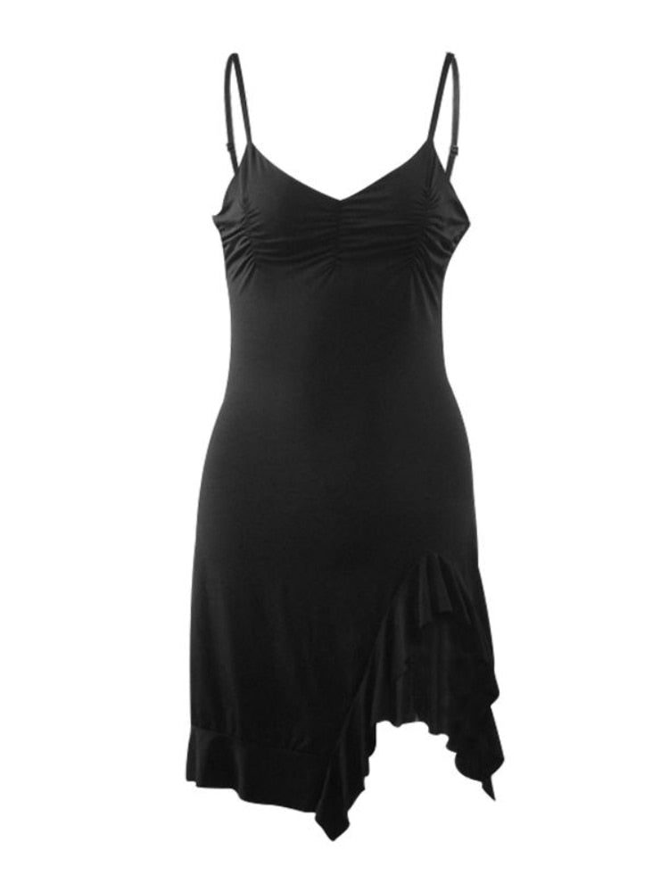 Mini dress: Sexy Black Spaghetti Strap in Black.