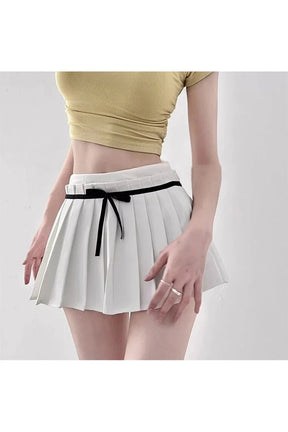 White Sexy Cute Pleated Mini Skirt adds flair.