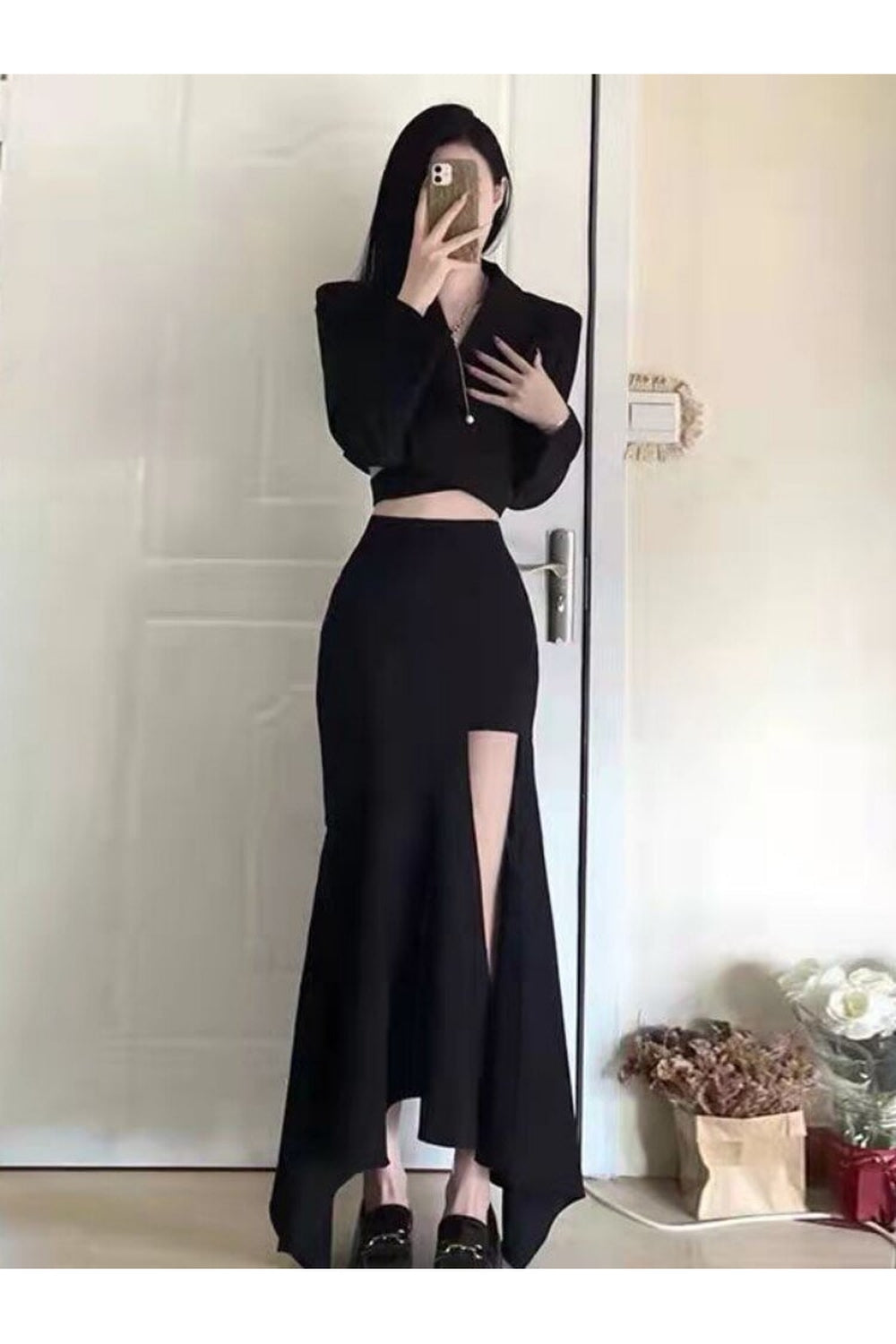 Sexy Spring Solid Irregular Skirt