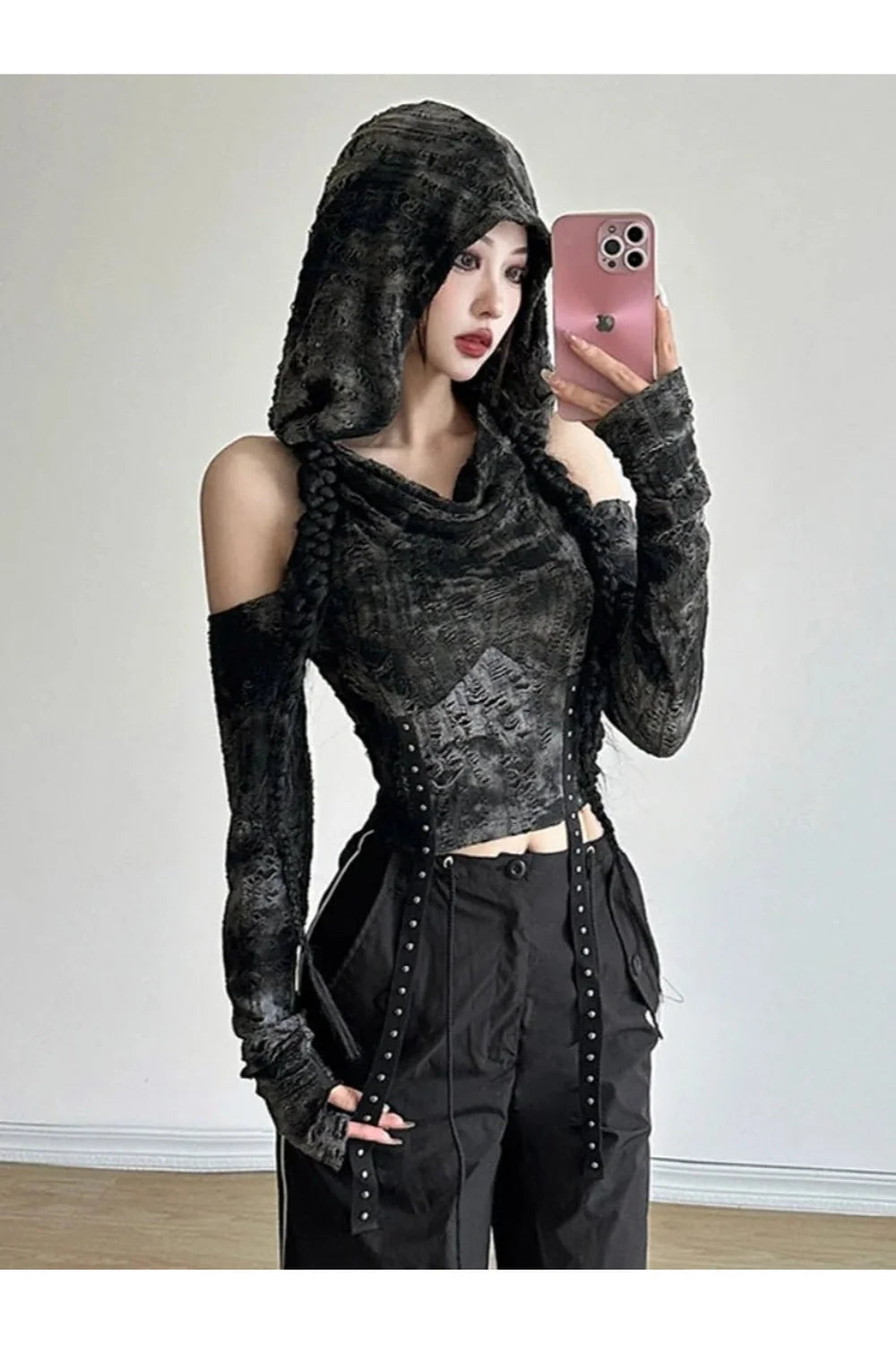 Fall Shadow Cloak Crop Hoodie