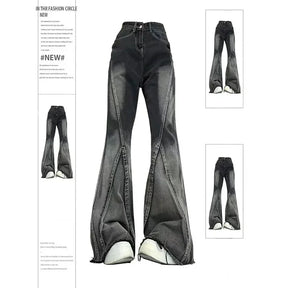 Black Shadow Flare Panel Jeans with edgy design.