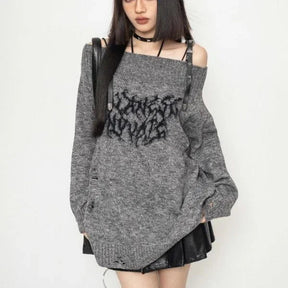 Gray Shadow Script Sweater with unique design.