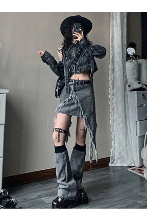 Fall Shredded Chaos Denim Set