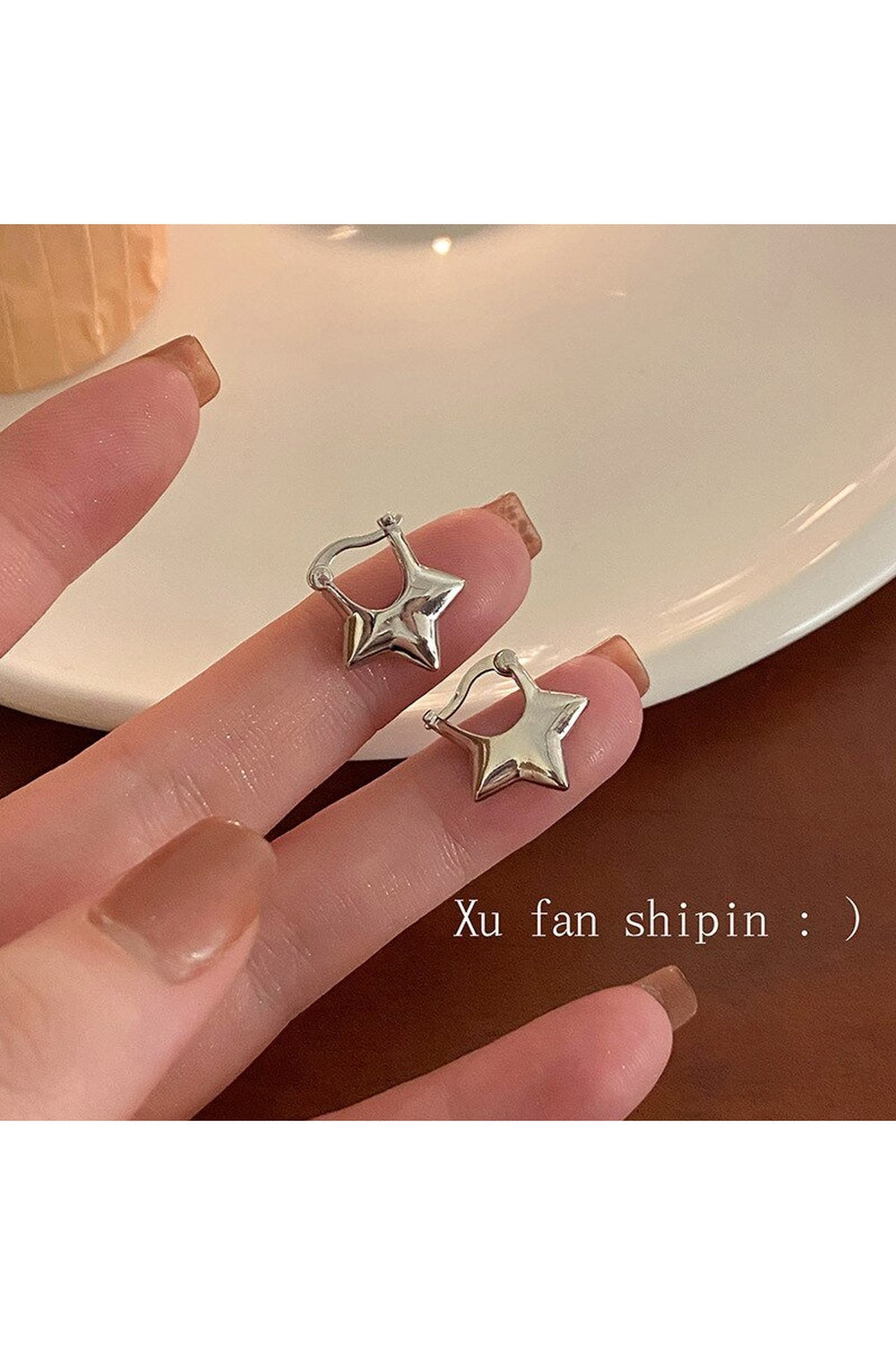 Silver Needle Star Stud Earrings