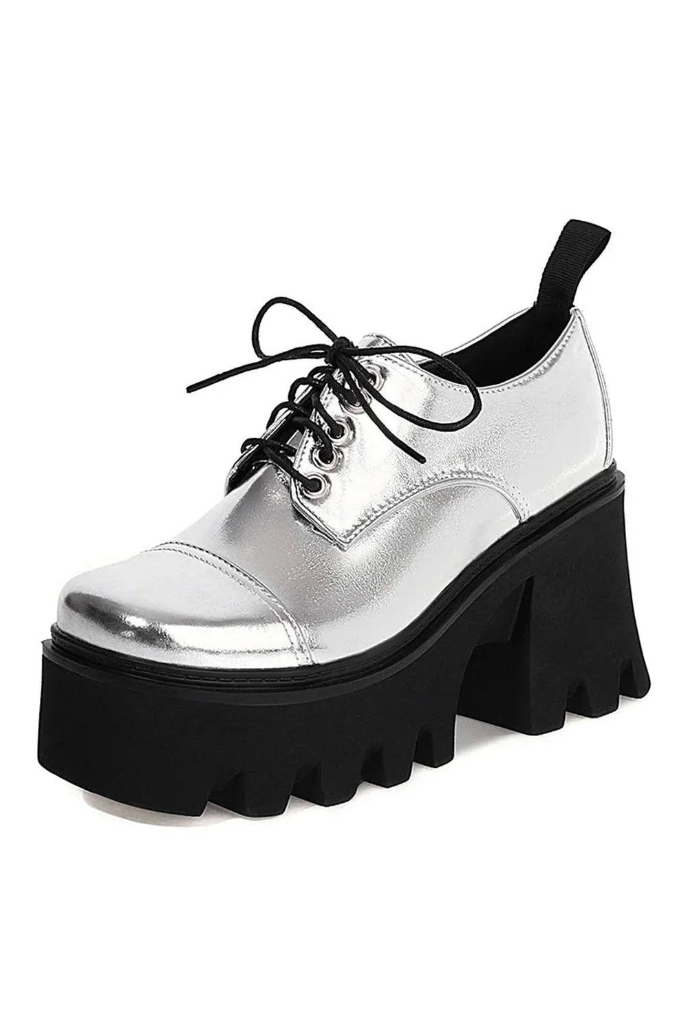 Silver Platform School Shoes