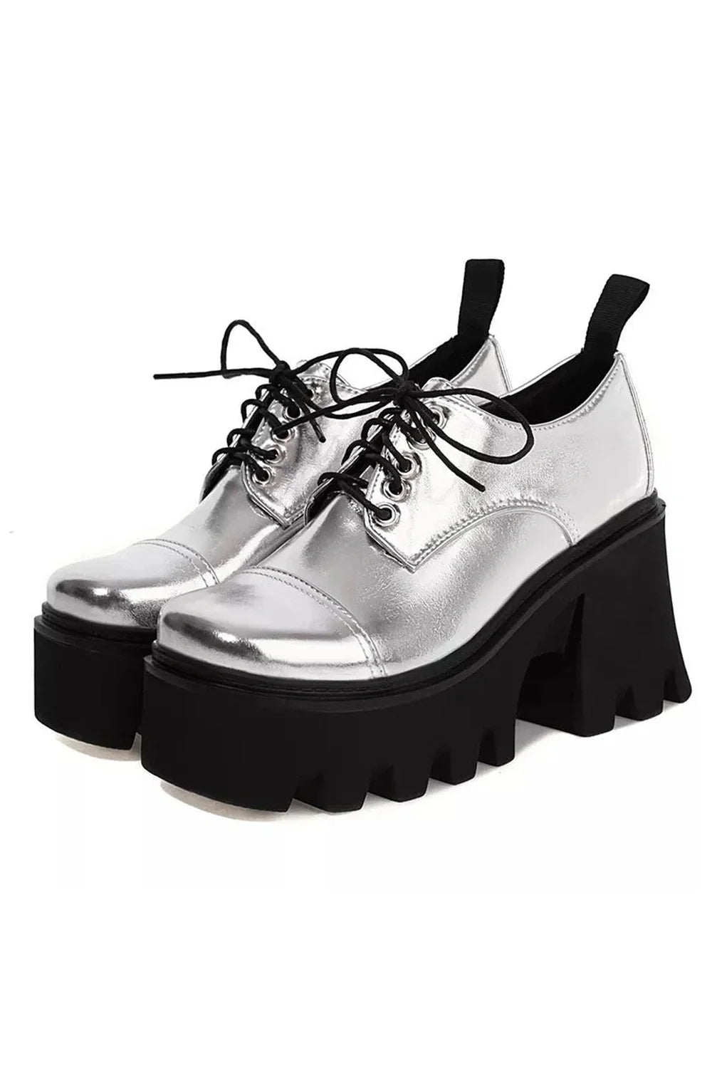 Silver Platform School Shoes