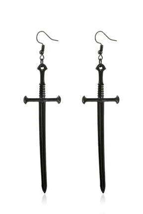 Elegant Silvery Sword Drop Earring for stylish look.