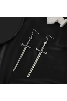 Silver Sword Drop Earring