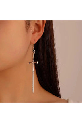 Silver Sword Drop Earring