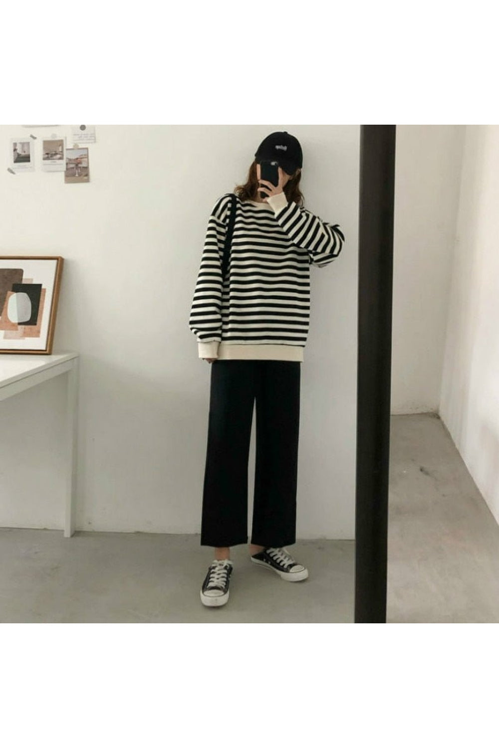 Skater Girl High Waist Oversize Black Pants