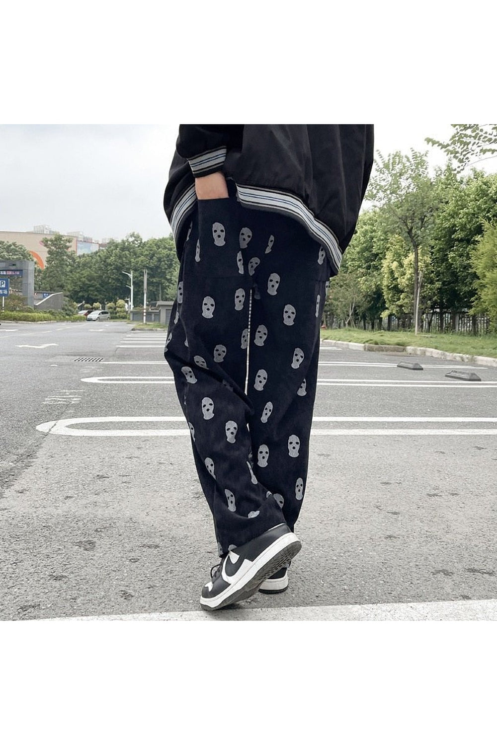 Skater Girl Skull Full Print Corduroy Pants