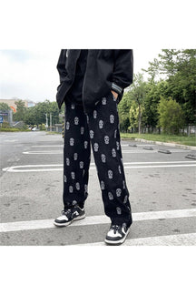 Skater girl corduroy pants, XXXL size, skull motif.