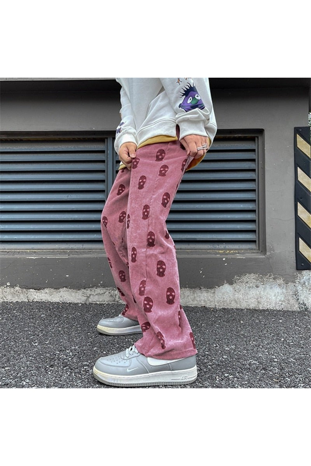 Skater Girl Skull Full Print Corduroy Pants