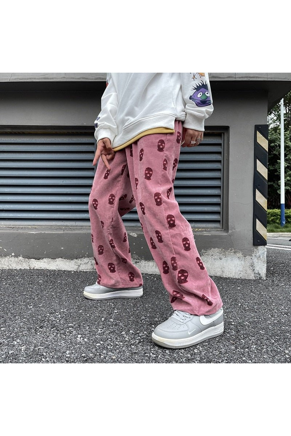 Skater Girl Skull Full Print Corduroy Pants