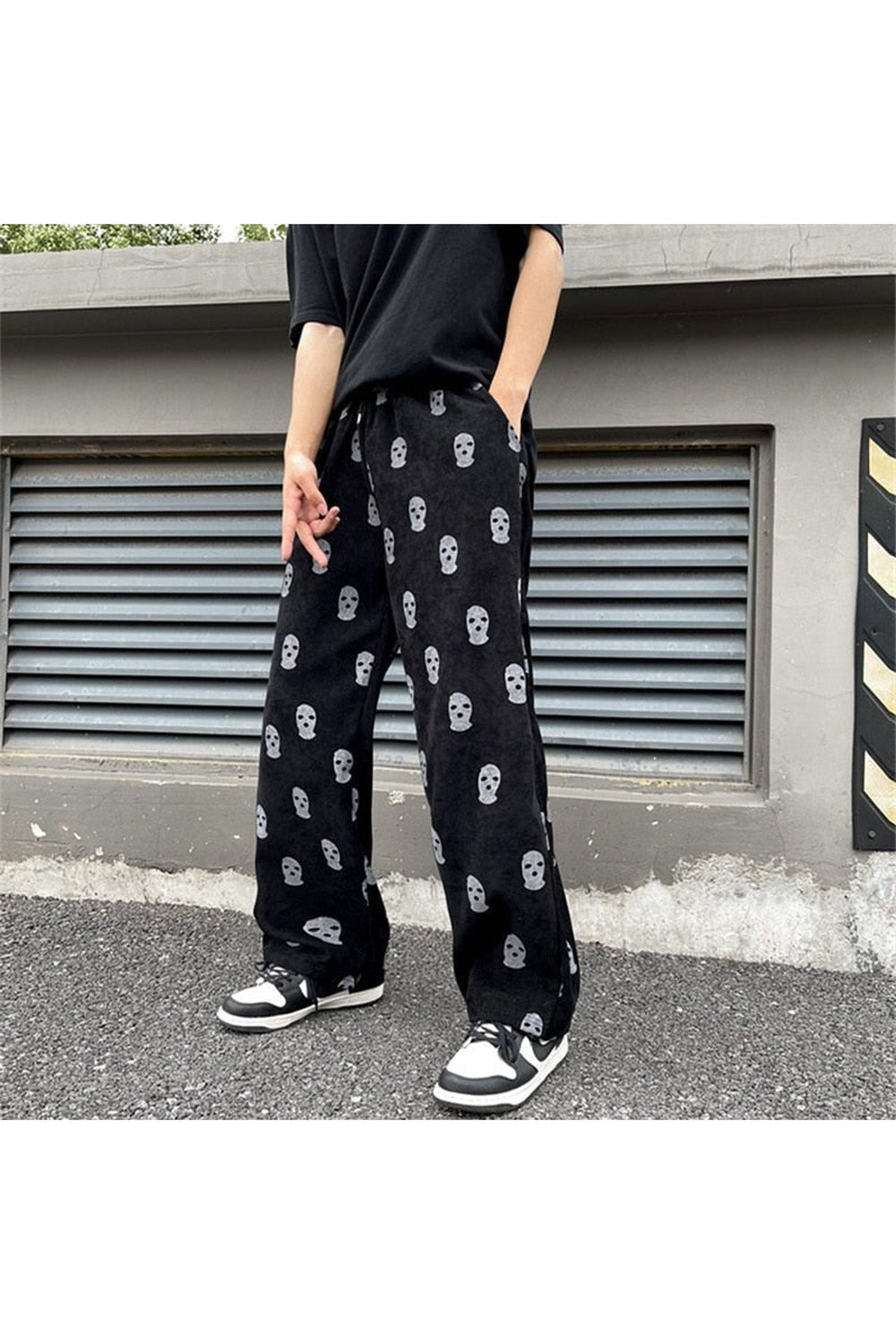 Skater Girl Skull Full Print Corduroy Pants