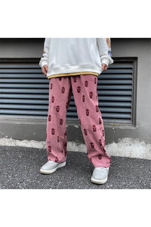 Skater girl corduroy pants, XXXL size, skull motif.