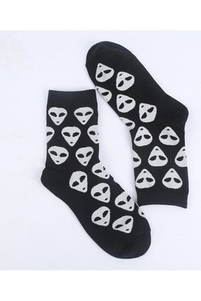 Spooky Skeleton Alien Socks variant c340, eerie design.