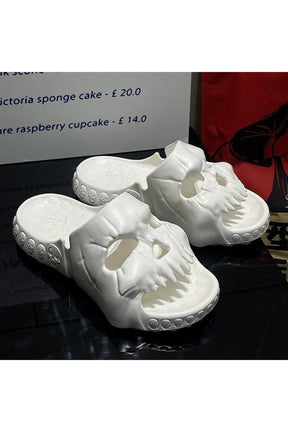 White Skull Design Slippers for edgy comfort.