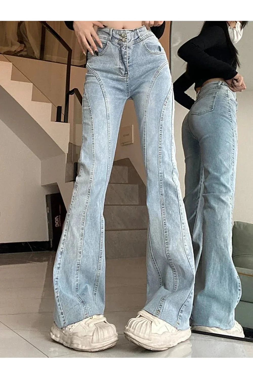 Skywave Stitch Flare Jeans